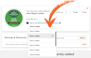 Set your delivery schedule in cart